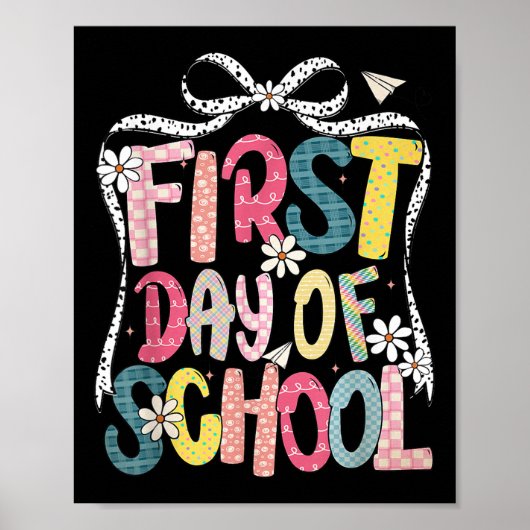 Frohe Erster Schultag Coquette-Bogen Studentin Poster (Vorne)