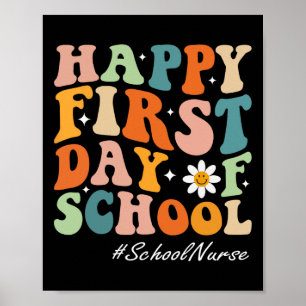 Frohe Erster Schultag Krankenschwester Groovy Retr Poster