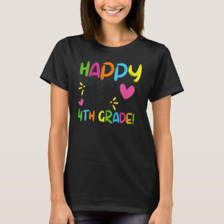 Frohe Erster Tag der 4. Klasse Zurück zur Schule L T-Shirt