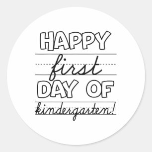 Frohe Erster Tag im Kindergarten Kinder zurück zur Runder Aufkleber