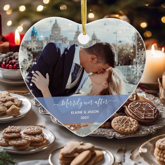 Frohe Ever After + Unsere ersten Weihnachten 2 Fot Keramik Ornament