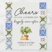 Frohe Ever nach Lemon Grove Wedding Weinetikett (Einzelnes Label)