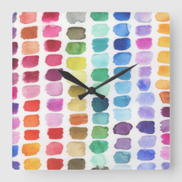 Frohe Farbpalette - Sommer Quadratische Wanduhr