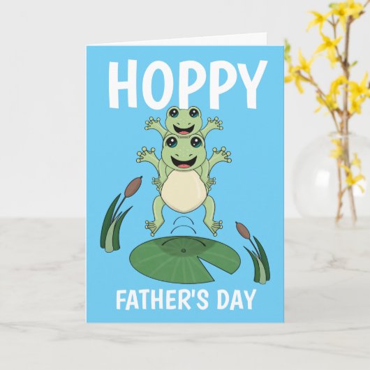Frohe Father's Day Jumping Frogs Card Karte (Gelbe Blume)