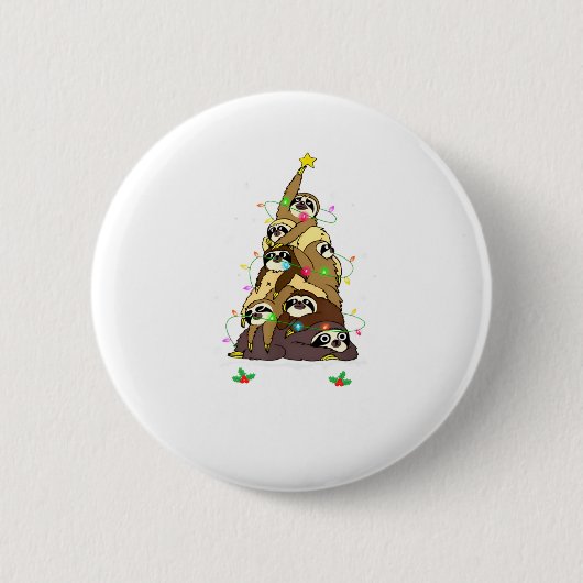 Frohe Faultier-Weihnachten Süße Weihnachten Faulti Button (Vorderseite)