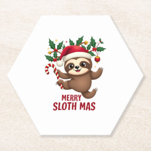 Frohe Faultier-Weihnachten Xmas Santa Slo Ho Ho Ho Untersetzer