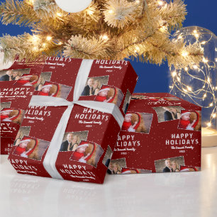 Frohe Feiertage 2 Fotocollage Schneeflocken Geschenkpapier