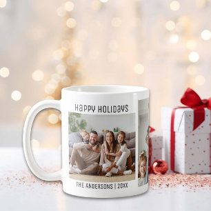 Frohe Feiertage 3 Familienfotos Collage Weihnachte Kaffeetasse