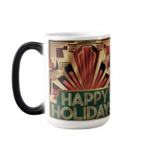 Frohe Feiertage Art Deco Gold Morphing Tasse