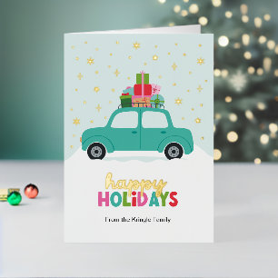 Frohe Feiertage Autos mit Weihnachtsgeschenken in 