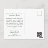 Frohe Feiertage Bäume Geschäftsfirma QR-Code Postkarte (Rückseite)