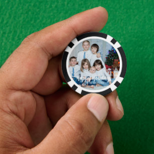 Frohe Feiertage Benutzerdefiniertes Familienfoto D Pokerchips