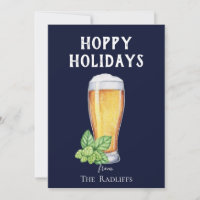 Frohe Feiertage Bierglas Flach Blau Feiertags Kart
