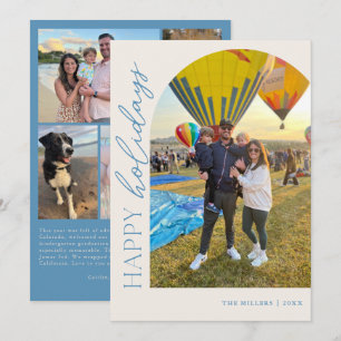 Frohe Feiertage Blaue Schrift 5 Foto-Bogen mit Tex Feiertagskarte