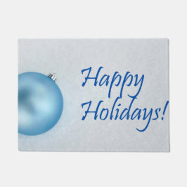 Frohe Feiertage blaue Weihnachtsverzierung Fußmatte