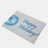 Frohe Feiertage blaue Weihnachtsverzierung Fußmatte (Schrägansicht)