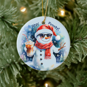 Frohe Feiertage Bleib Frostig Schneemann Weihnacht Keramik Ornament