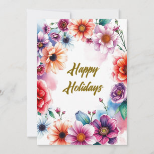 Frohe Feiertage Blumen Aquarell Frohe Weihnachten
