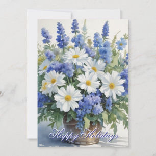 Frohe Feiertage Blumen Aquarell Fröhliche Weihnach Feiertagskarte