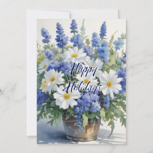 Frohe Feiertage Blumen Wasserfarben Frohe Weihnach Feiertagskarte
