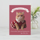 Frohe Feiertage Cat Valentine's Liebe Feiertagskarte (Stehend Vorderseite)
