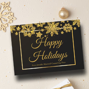 Frohe Feiertage Chic Black Gold Snowflake Company Feiertagskarte