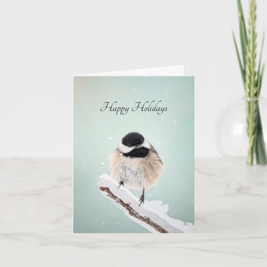 Frohe Feiertage Chickadee Feiertagskarte (Vorderseite)
