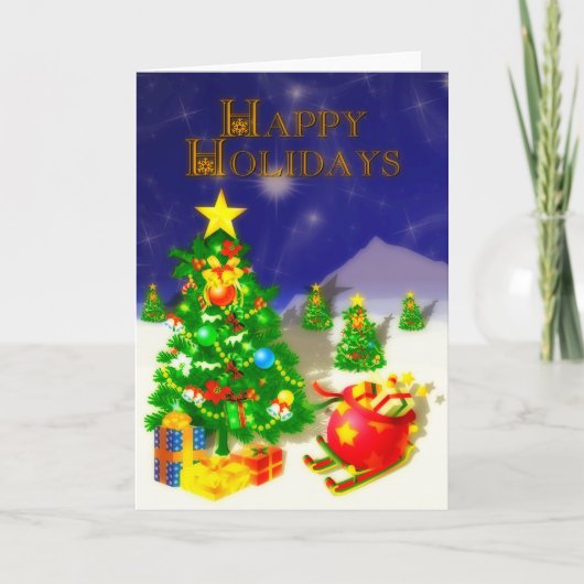 Frohe Feiertage drei Feiertagskarte (Vorderseite)