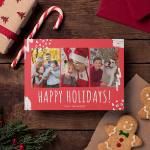 Frohe Feiertage Drei Foto Familienweihnachten Feiertagskarte