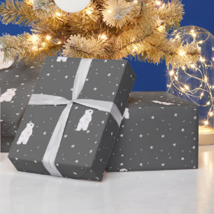 Frohe Feiertage Eisbär auf Sternen Geschenkpapier