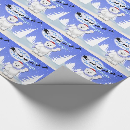 Frohe Feiertage Eisbär-Packpapier Geschenkpapier (Ecke)