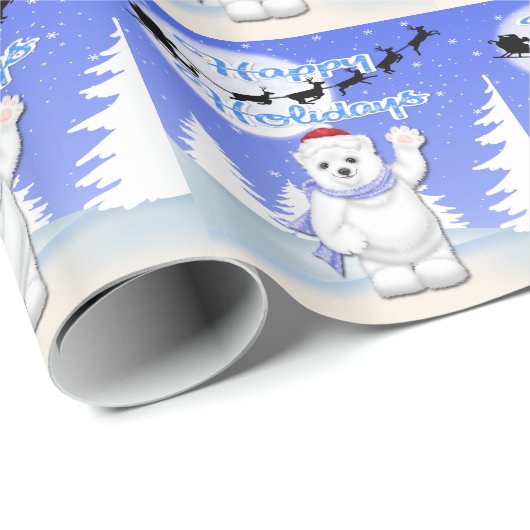 Frohe Feiertage Eisbär-Packpapier Geschenkpapier (Rolleneckpunkt)