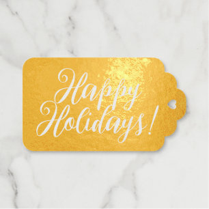 Frohe Feiertage elegante Schrift Gold Geschenkanhänger