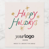 Frohe Feiertage Etikett für Firmenweinflasche (Einzelnes Label)