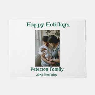 Frohe Feiertage Familie Foto grünes Weihnachten fa Fußmatte