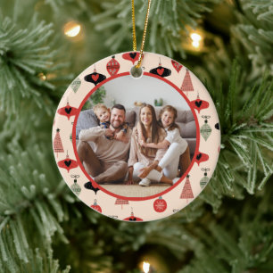 Frohe Feiertage Familienfoto Weihnachten  Keramik Ornament