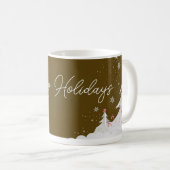 Frohe Feiertage – Festiver Winterbrauner Becher Kaffeetasse (VorderseiteRechts)