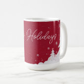 Frohe Feiertage – Festliche Winter-Rubinrote Tasse (VorderseiteRechts)