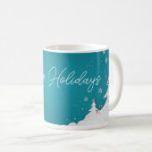 Frohe Feiertage – Festlicher Winter Aqua-Blauer Be Kaffeetasse (VorderseiteRechts)