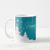Frohe Feiertage – Festlicher Winter Aqua-Blauer Be Kaffeetasse (Links)