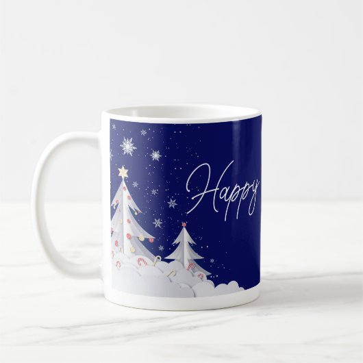 Frohe Feiertage – Festlicher Winter-Blauer Becher Kaffeetasse (Links)