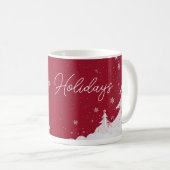 Frohe Feiertage – Festlicher Winter Ruby Red Beche Kaffeetasse (VorderseiteRechts)