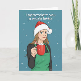 Frohe Feiertage, frohe Weihnachten Barista-Frau 