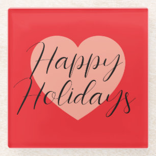 Frohe Feiertage Fröhliche Weihnachten Herz der Fei Glasuntersetzer