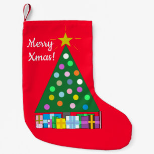 Frohe Feiertage Grüner Weihnachtsbaum: Rot Kleiner Weihnachtsstrumpf