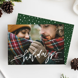Frohe Feiertage Handlettering Schrift Overlay Foto Feiertagskarte
