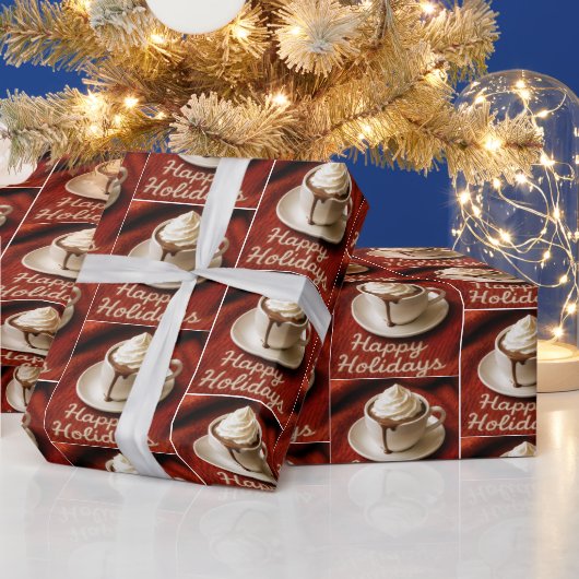 Frohe Feiertage Heiße Schokolade Auf einer Decke Geschenkpapier (Feiertage)