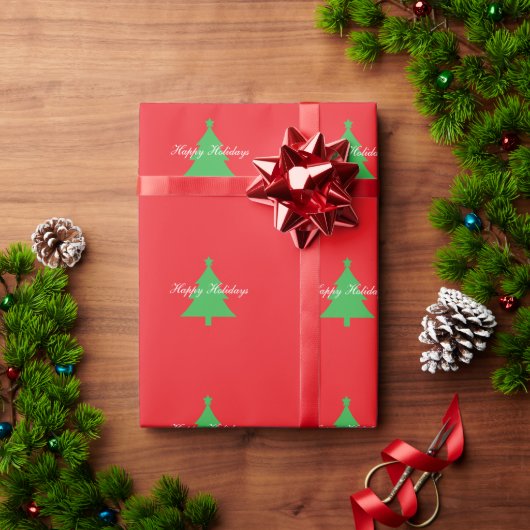 Frohe Feiertage Helles Rot Weihnachten Neujahr Geschenkpapier (Feiertagsgeschenk)