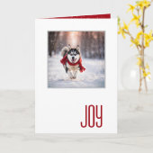 Frohe Feiertage Husky mit rotem Schal Karte (Gelbe Blume)