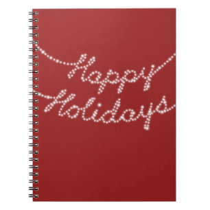 Frohe Feiertage im Twinkle Lights Notizbuch Notizblock